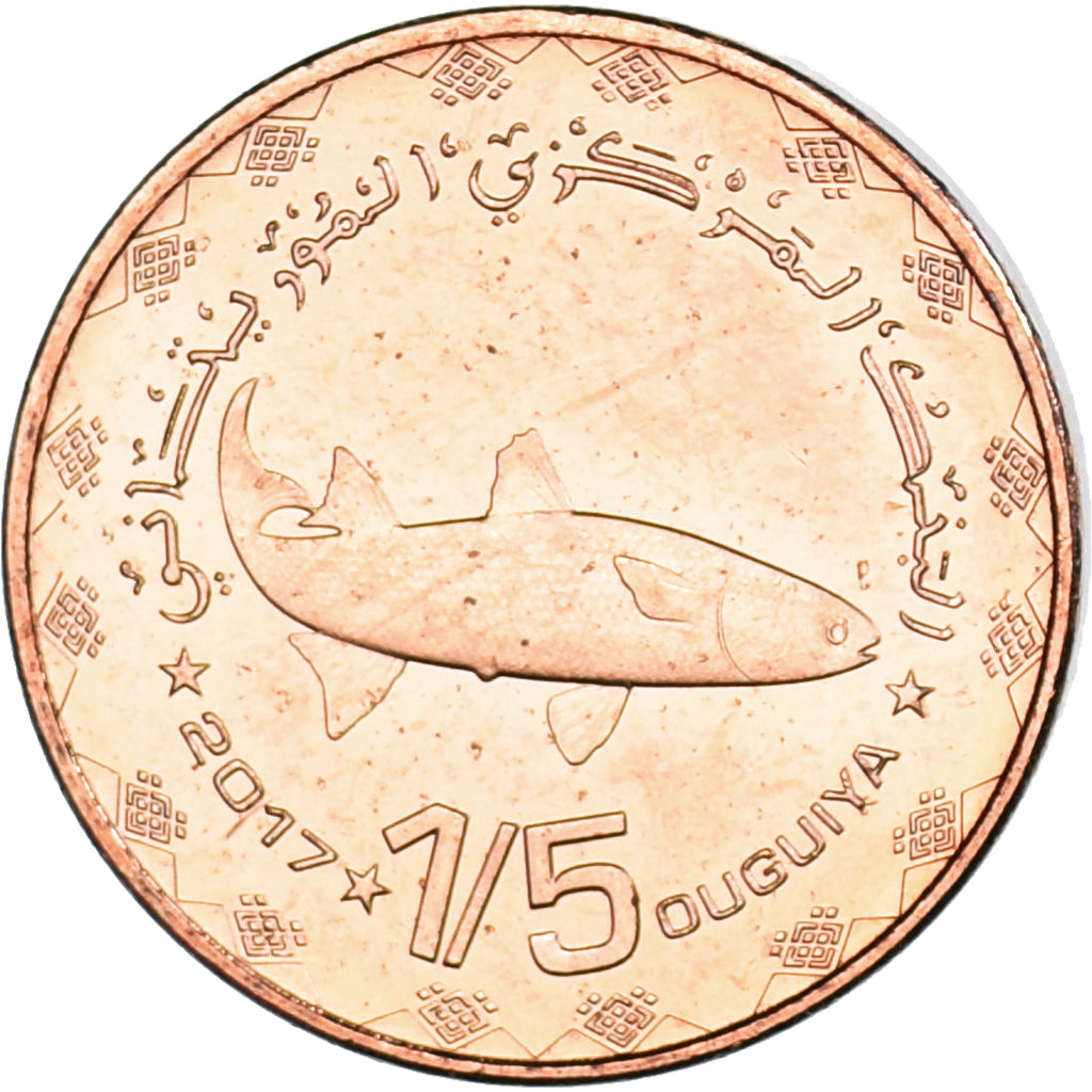 Coin, Mauritania, 1/5 Ouguiya, Khoums, 2017, MS(63), Copper Plated Steel, KM:11