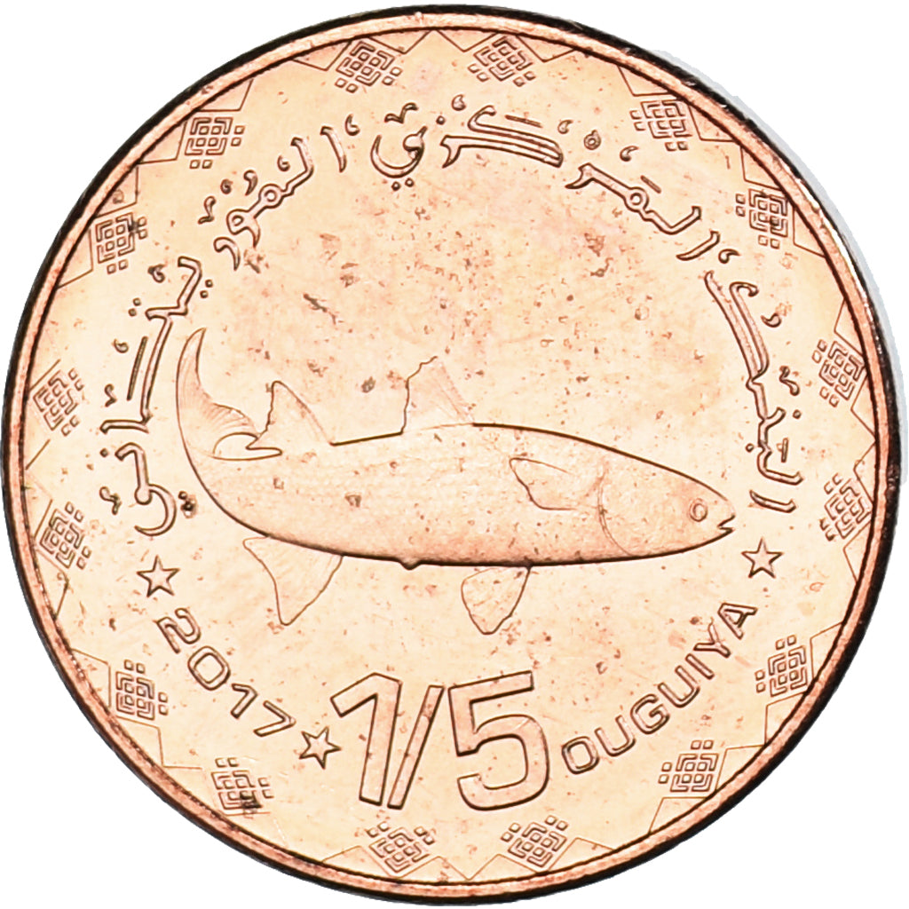 Coin, Mauritania, 1/5 Ouguiya, Khoums, 2017, MS(63), Copper Plated Steel, KM:11