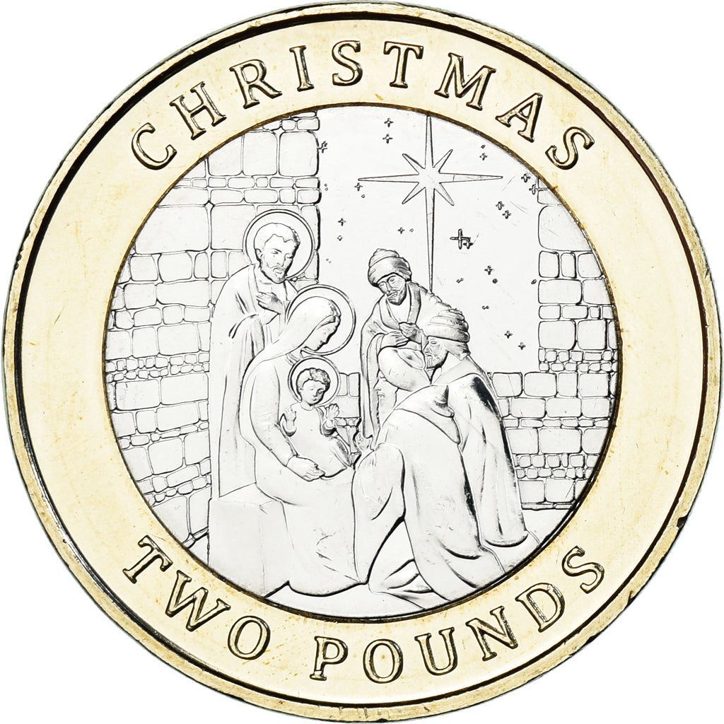Coin, Gibraltar, 2 Pounds, 2022, Christmas, MS(63), Bi-Metallic