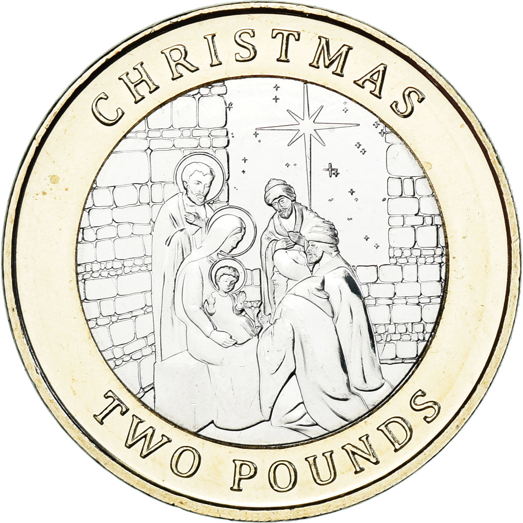 Moneda, Gibraltar, 2 Pounds, 2022, Christmas, SC, Bimetálico