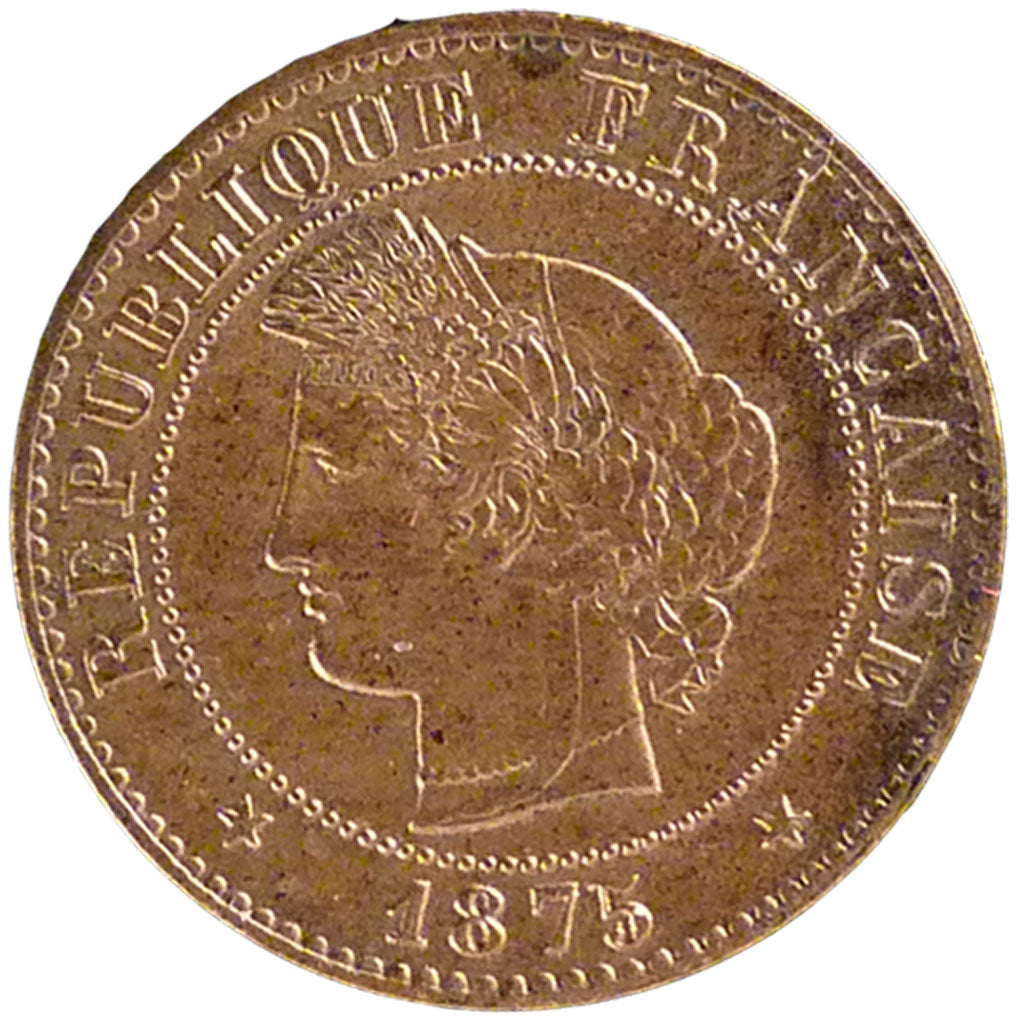 FRANCE, Cérès, Centime, 1875, Paris, KM #826.1, MS(60-62), Bronze, Gadoury #88,