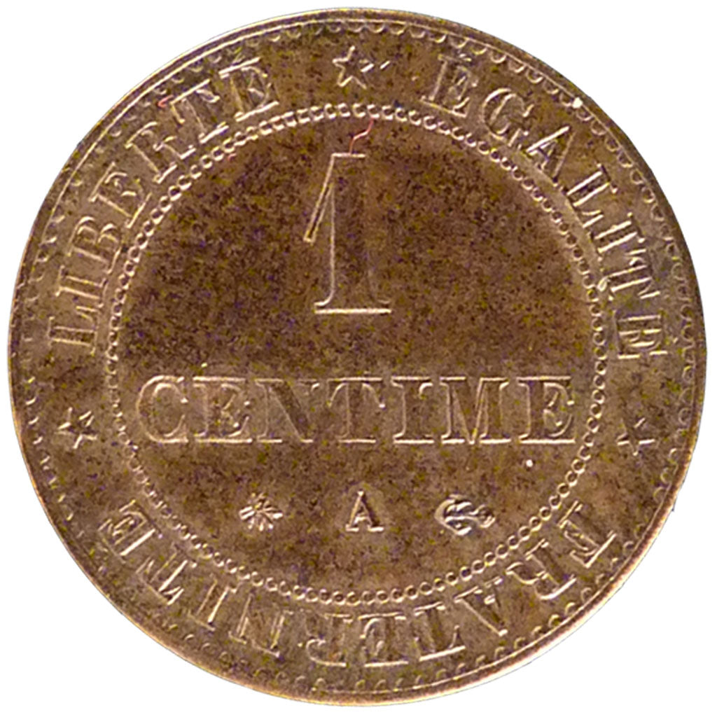 FRANCE, Cérès, Centime, 1875, Paris, KM #826.1, MS(60-62), Bronze, Gadoury #88,