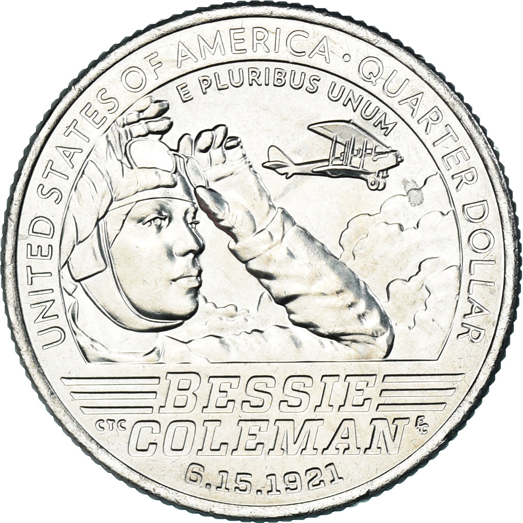 Moneda, Estados Unidos, quarter dollar, 2023, Philadelphia, Bessie Coleman, SC
