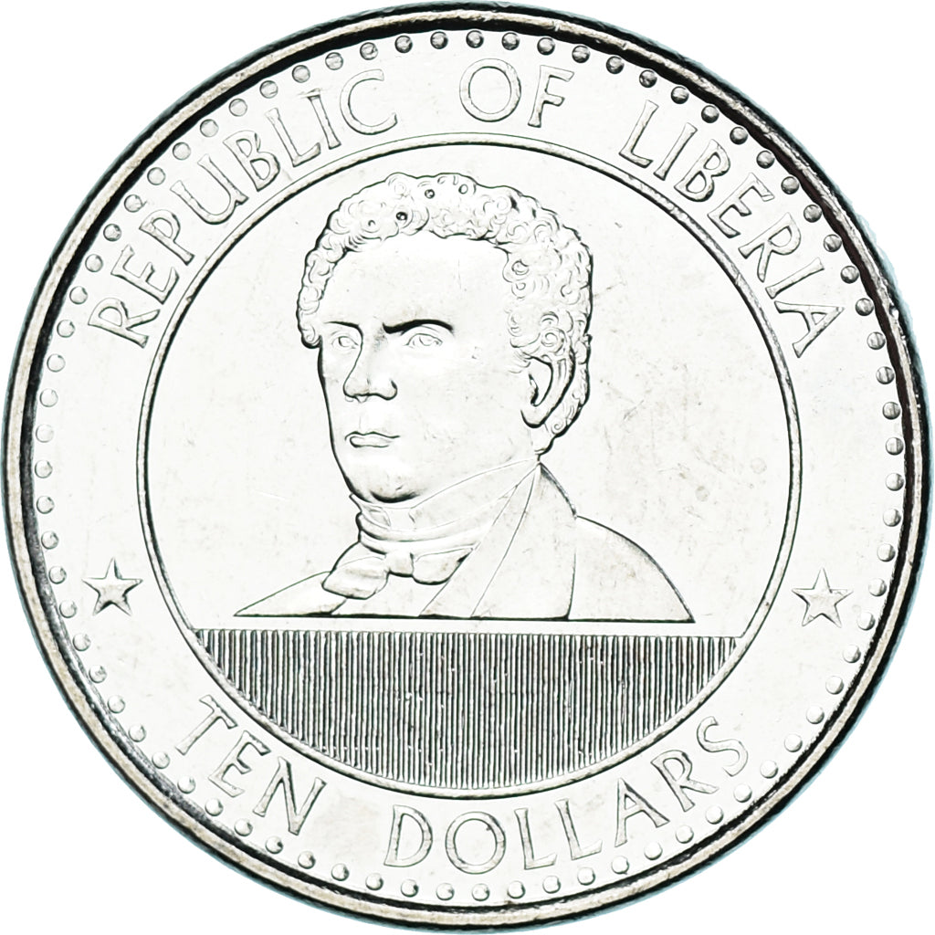Münze, Liberia, 10 Dollars, 2022, Joseph Jenkins Roberts, UNZ, Nickel plated