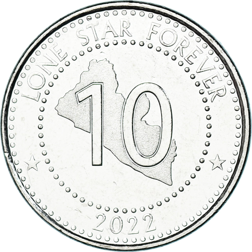 Coin, Liberia, 10 Dollars, 2022, Joseph Jenkins Roberts, MS(63), Nickel plated