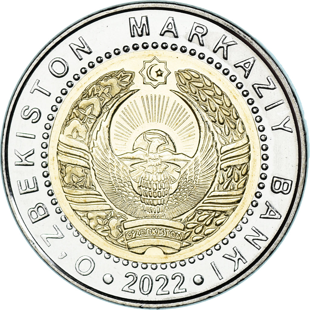 Coin, Uzbekistan, 1000 Soʻm, 2022, Armoiries nationales, MS(63), Bi-Metallic