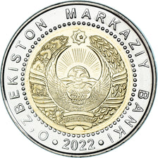 Coin, Uzbekistan, 1000 Soʻm, 2022, Armoiries nationales, MS(63), Bi-Metallic