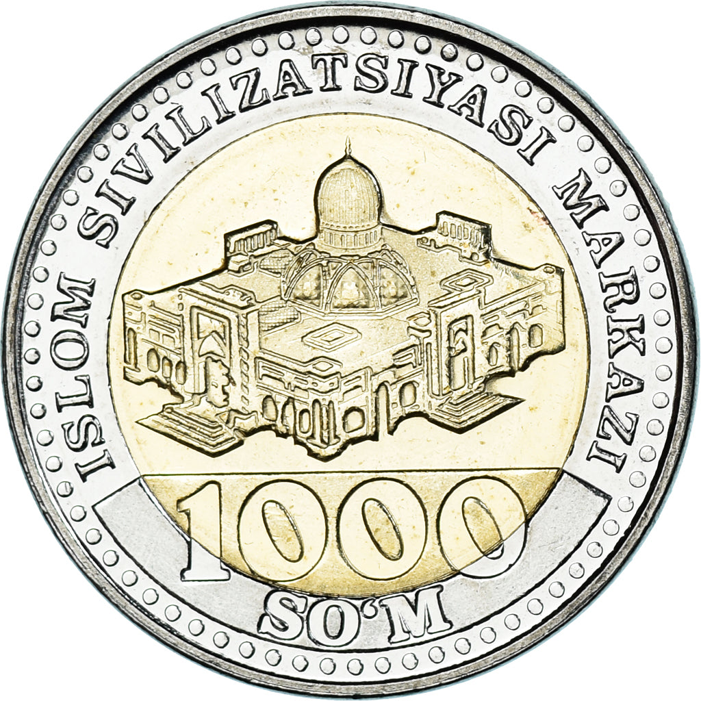 Coin, Uzbekistan, 1000 Soʻm, 2022, Armoiries nationales, MS(63), Bi-Metallic