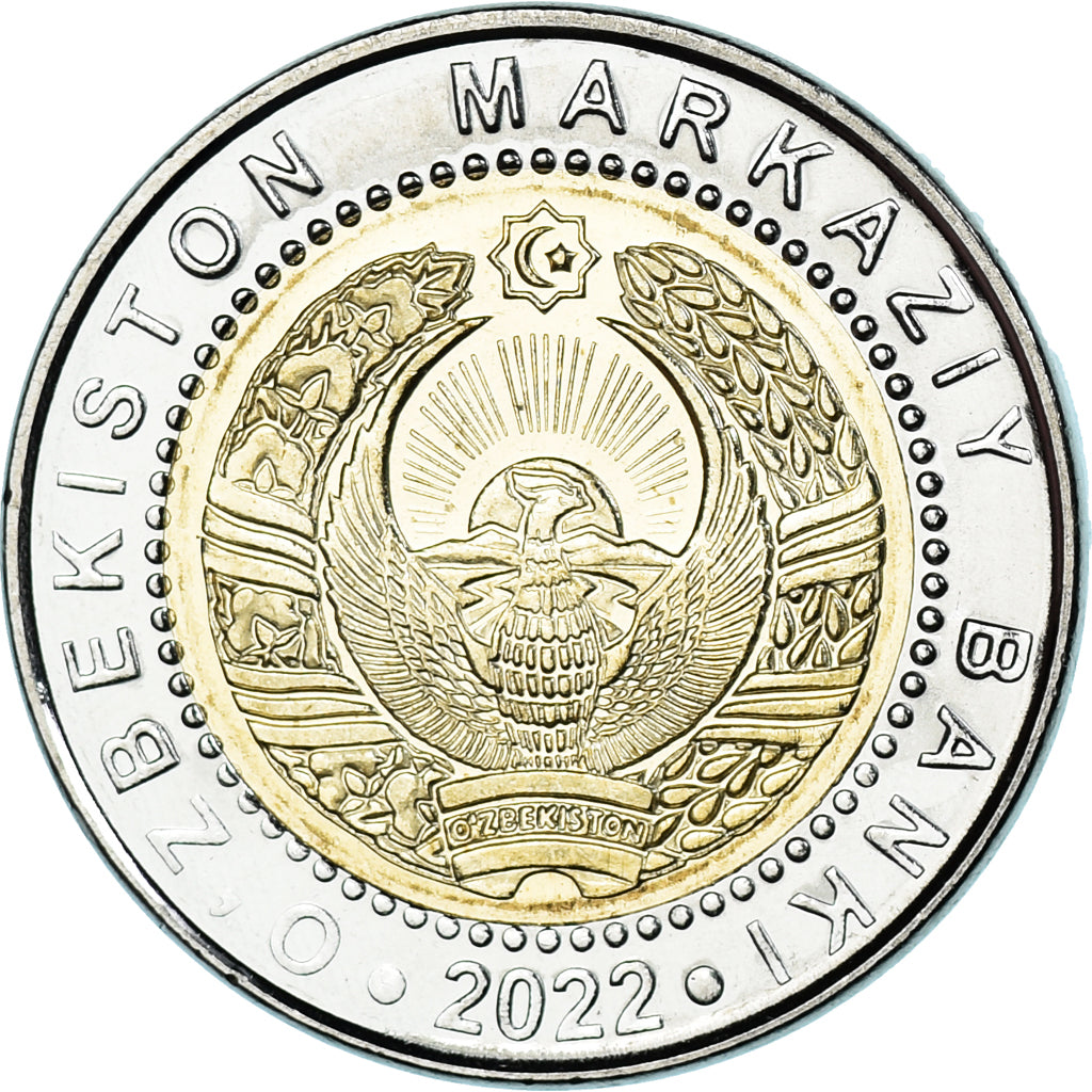 Moneda, Uzbekistán, 1000 Soʻm, 2022, Armoiries nationales, SC, Bimetálico