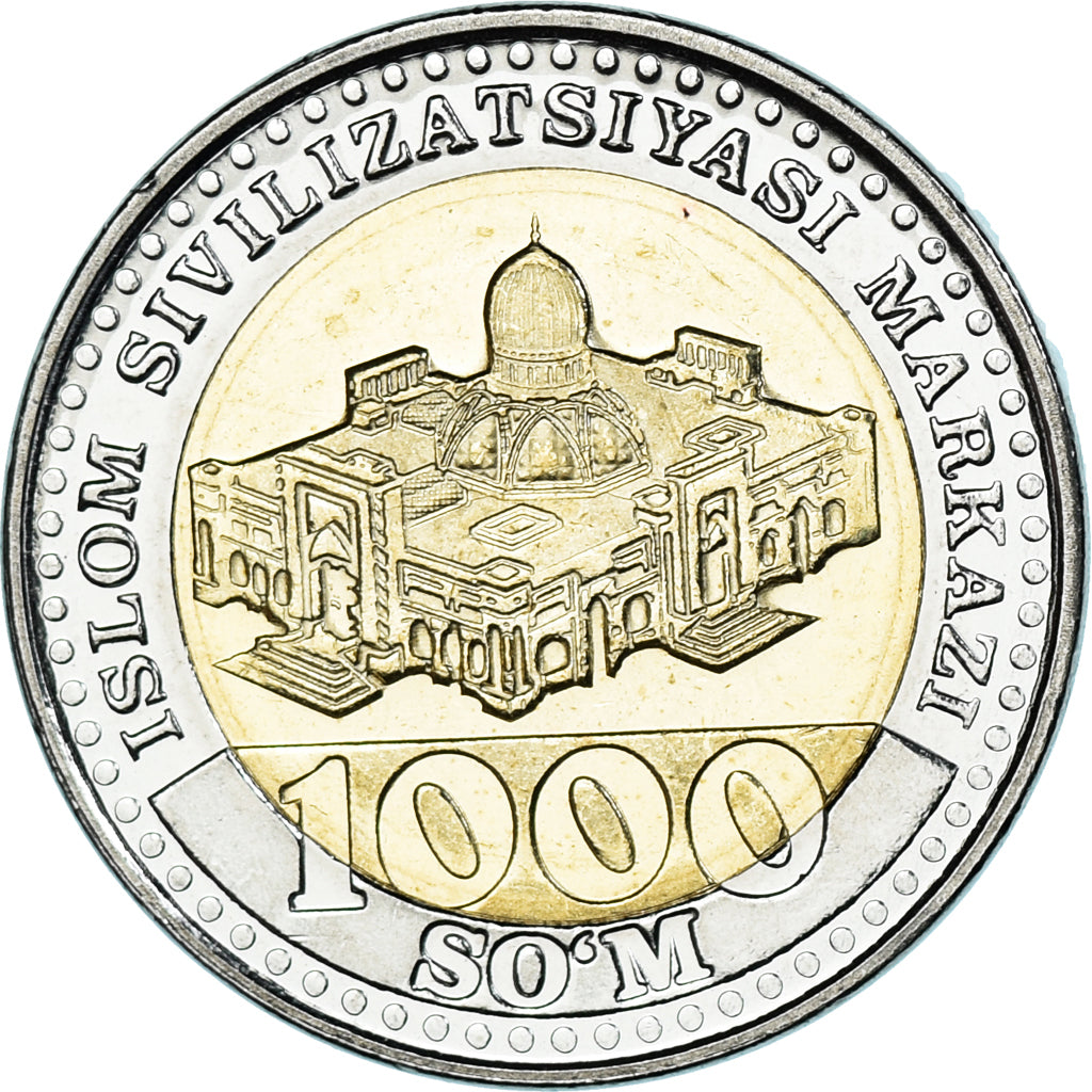 Moneda, Uzbekistán, 1000 Soʻm, 2022, Armoiries nationales, SC, Bimetálico