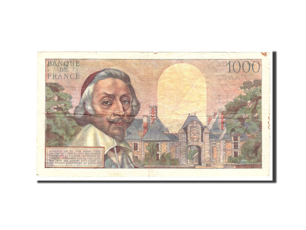 France, 1000 Francs, 1954, KM:134a, 1954-10-07, VF(20-25)