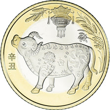 Moneta, Cina, 10 Yüan, 2021, Année du Buffle, SPL, Bi-metallico, KM:2578