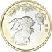 Coin, China, 10 Yüan, 2023, Année du Lapin., MS(63), Bi-Metallic, KM:2680