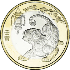 Moneda, China, 10 Yüan, 2022, Année du tigre., SC, Bimetálico, KM:2680