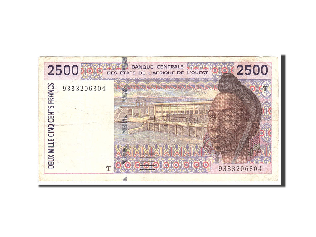 Togo, 2500 Francs, 1993, KM:812Tb, Undated, VF(20-25)