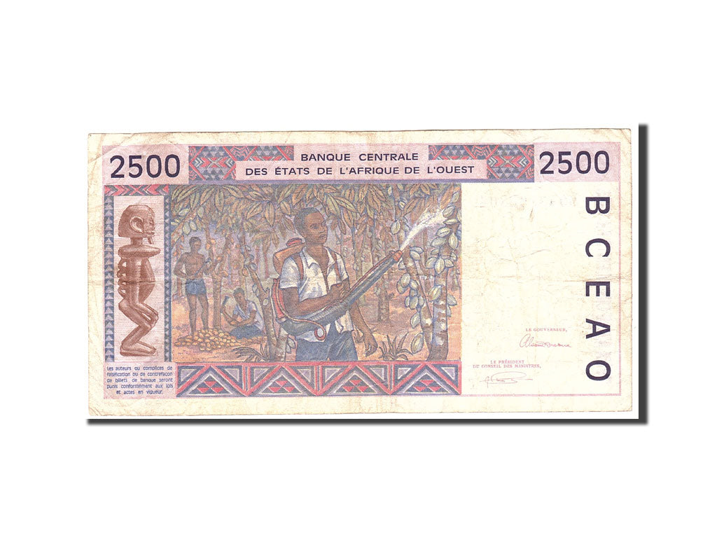 Togo, 2500 Francs, 1993, KM:812Tb, Undated, VF(20-25)