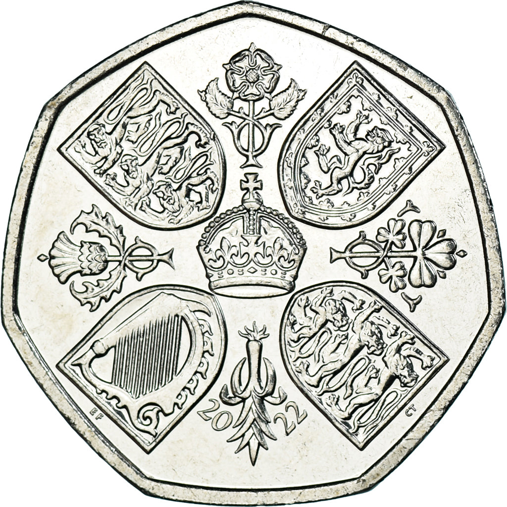Coin, Great Britain, 50 Pence, 2022, British Royal Mint, Charles III Life and