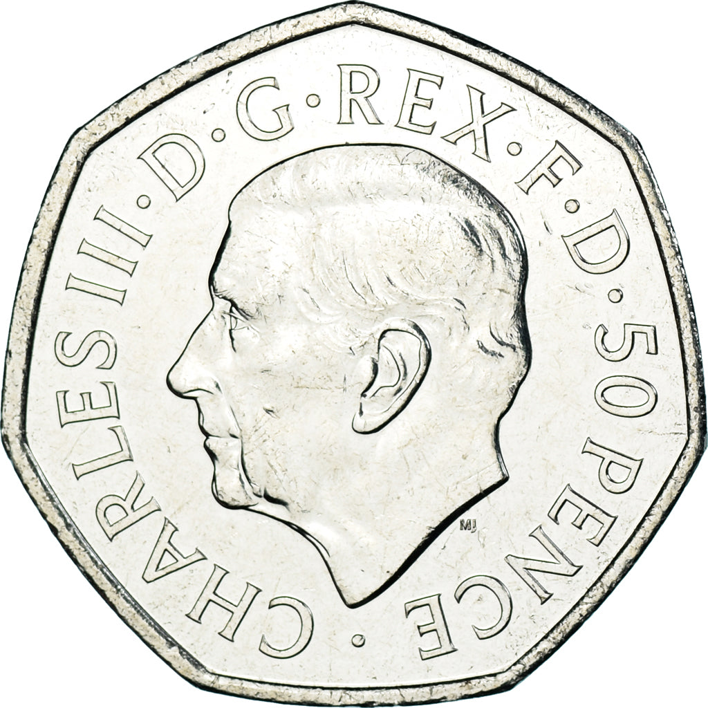 Coin, Great Britain, 50 Pence, 2022, British Royal Mint, Charles III Life and