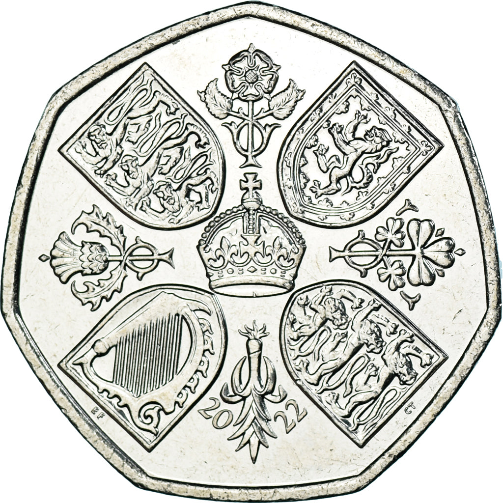 Coin, Great Britain, 50 Pence, 2022, British Royal Mint, Charles III Life and