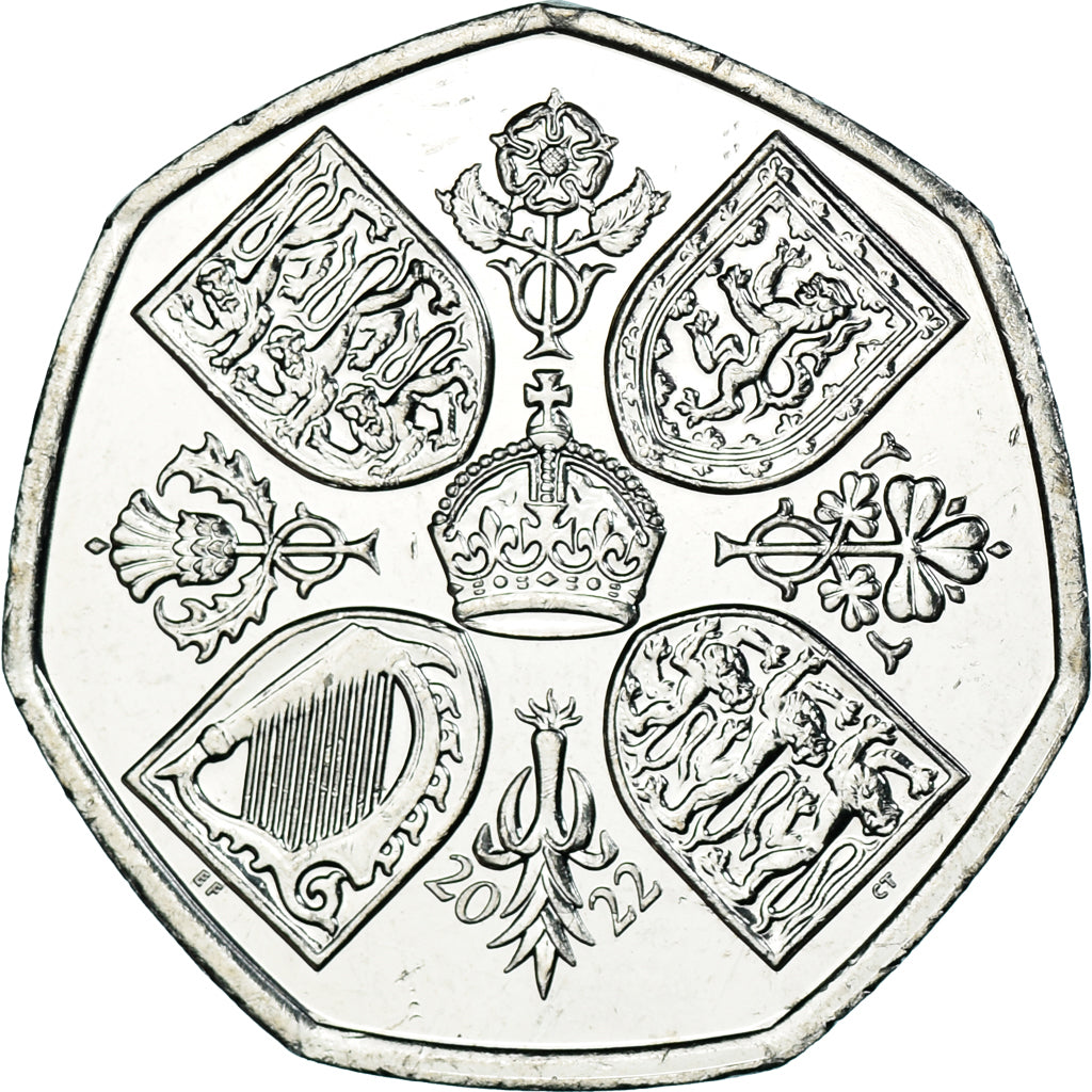 Coin, Great Britain, 50 Pence, 2022, British Royal Mint, Charles III Life and