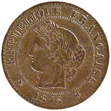 FRANCE, Cérès, Centime, 1875, Bordeaux, KM #826.2, AU(55-58), Bronze, Gadoury #.