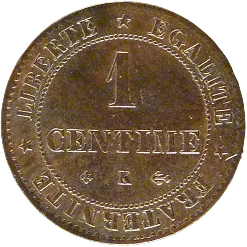 FRANCE, Cérès, Centime, 1875, Bordeaux, KM #826.2, AU(55-58), Bronze, Gadoury #.