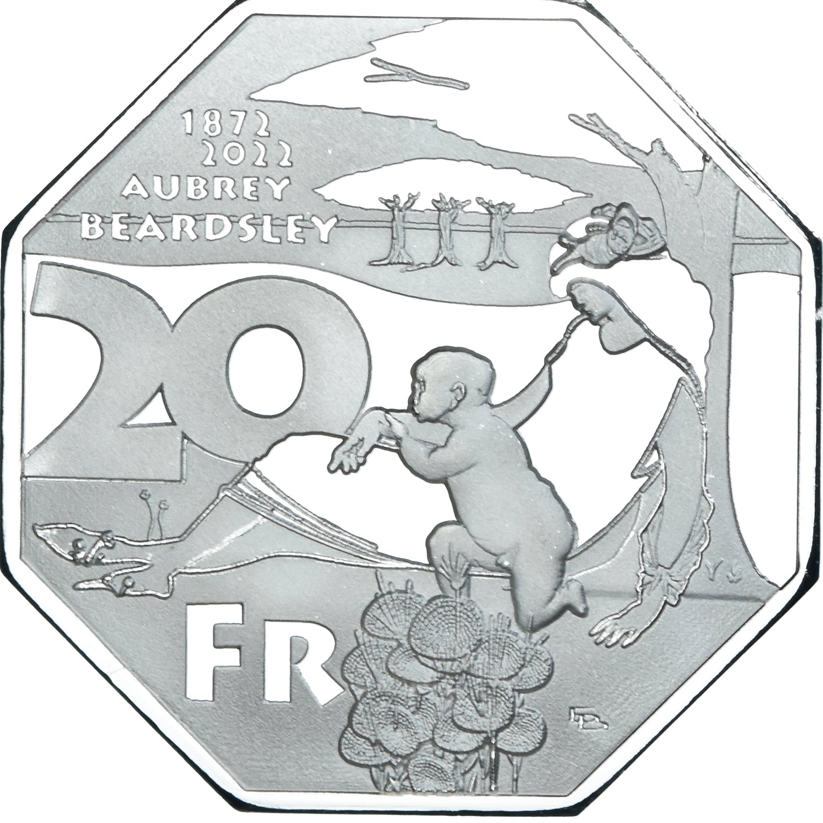 Coin, France, 20 Francs, 2022, Cuni/Platid/Brass.Kiss of Judas,Menton.BE