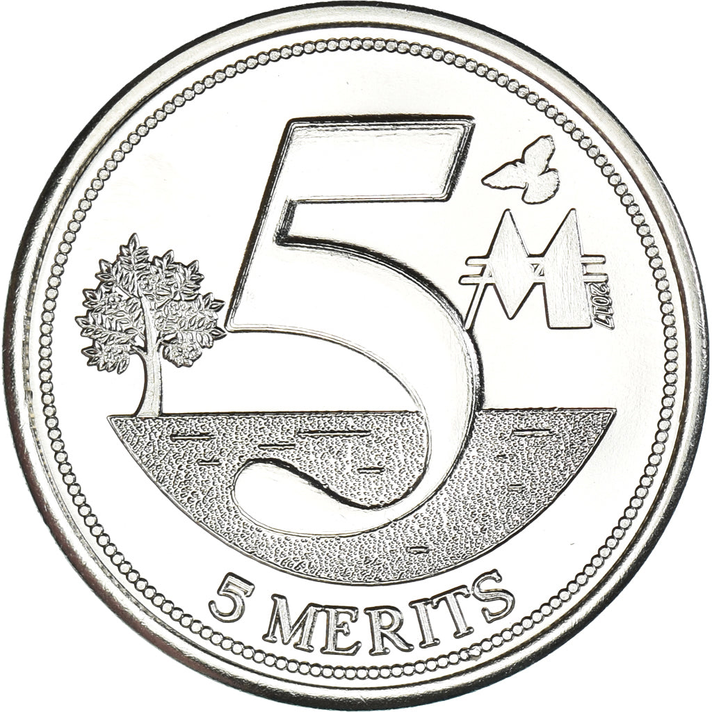 Coin, Eurozone, 5 Merits, 2017, LIBERLAND, MS(63), Nickel