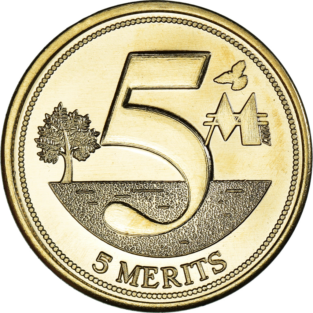 Coin, Eurozone, 5 Merits, 2017, LIBERLAND, MS(63), laiton