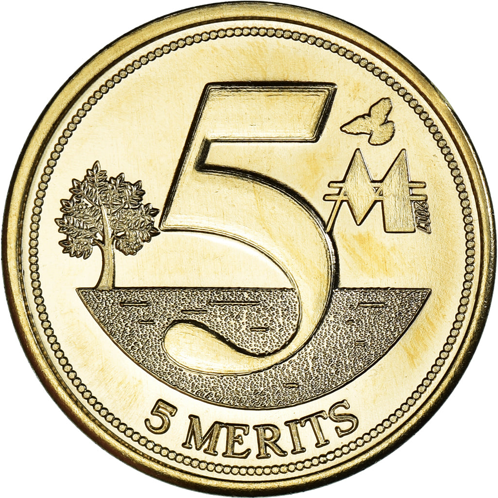 Moneda, Eurozone, 5 Merits, 2017, LIBERLAND, SC, laiton