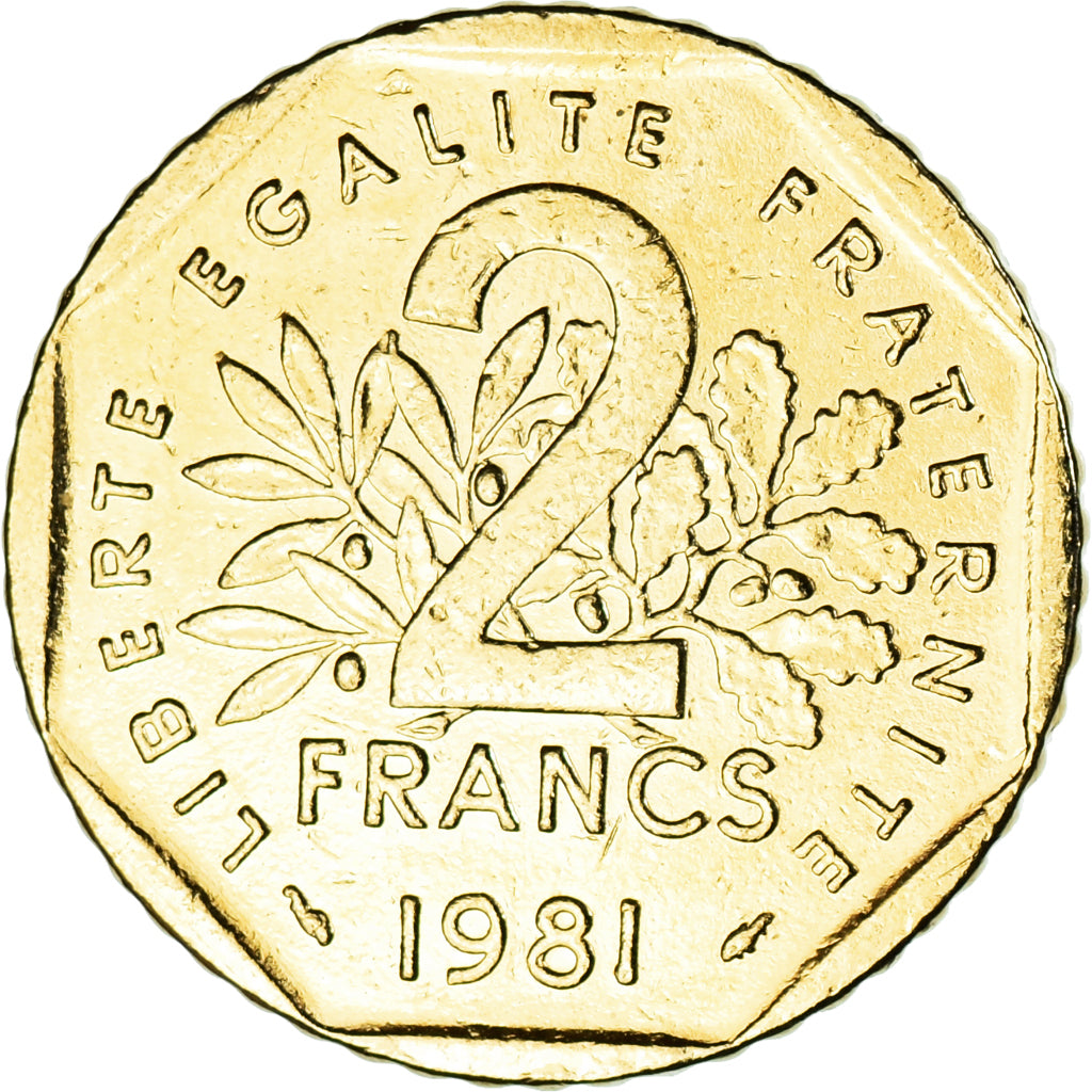 Moneta, Francia, 2 Francs, 1981, Fantasy coinage, SPL-, Golden