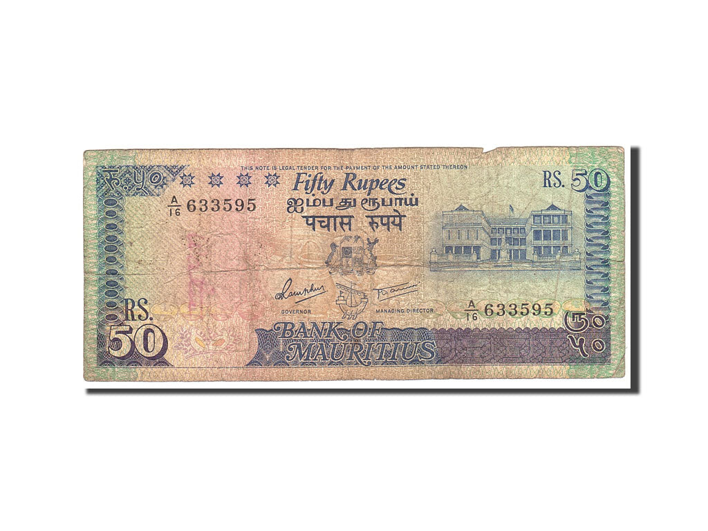 Banknote, Mauritius, 50 Rupees, 1986, Undated, KM:37b, VG(8-10)