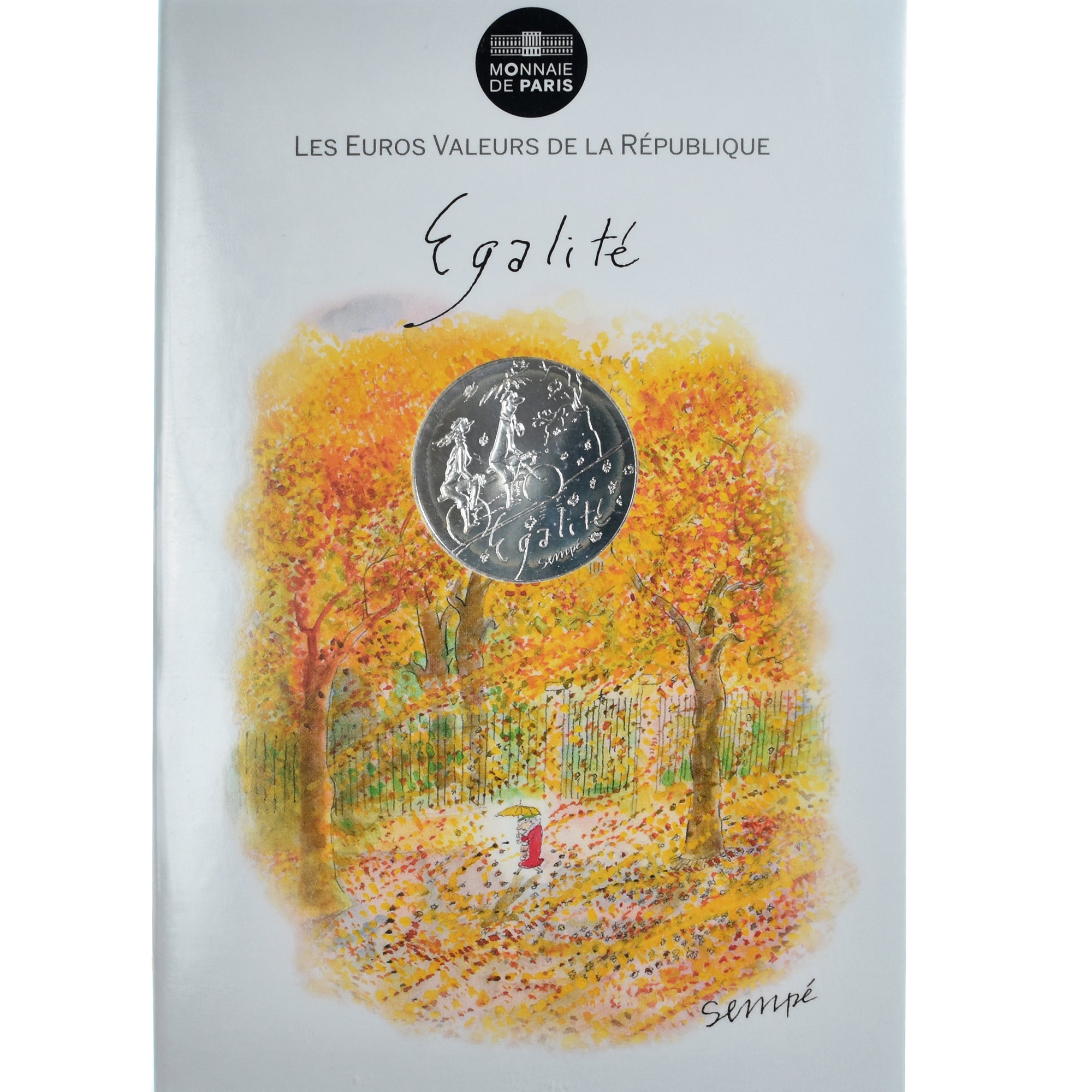 France, 10 Euro, Egalité Automne Sempé, 2014, Paris, FDC, Argent