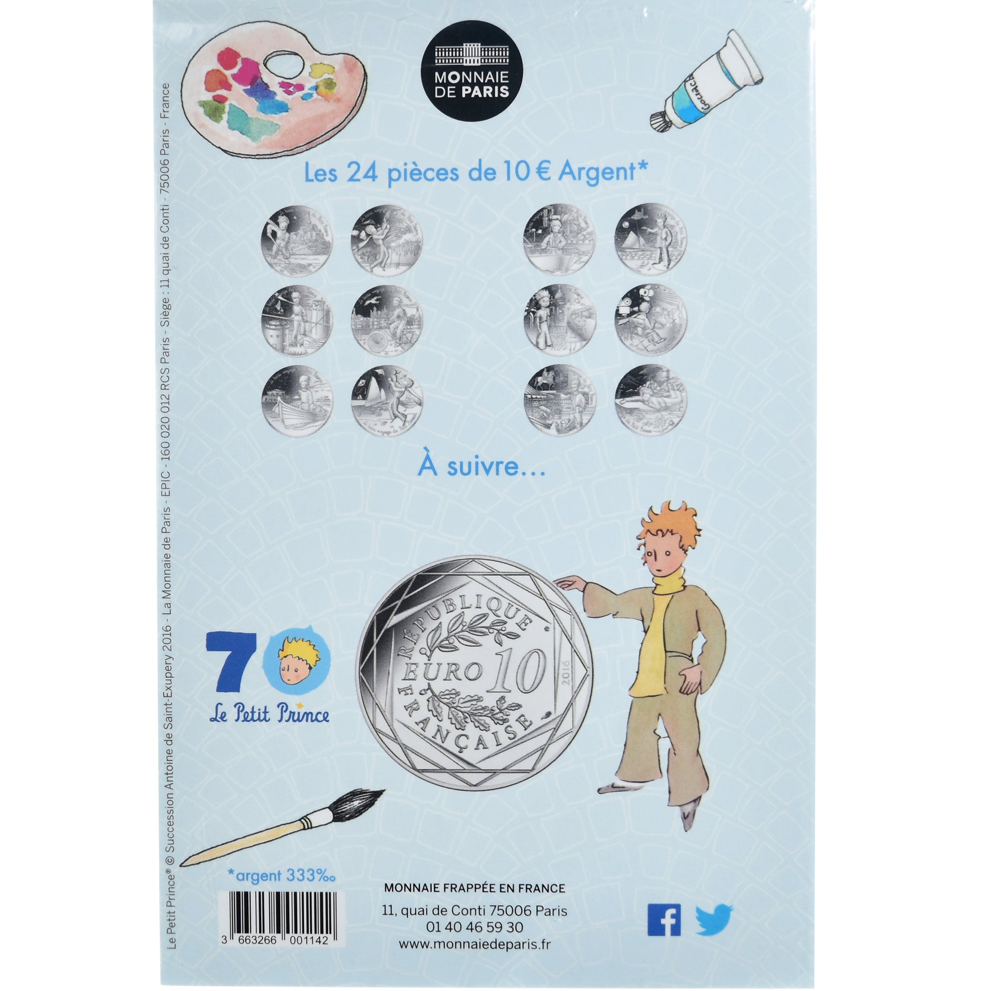 Francia, Monnaie de Paris, 10 Euro, Le Petit Prince (et les peintres), 2016
