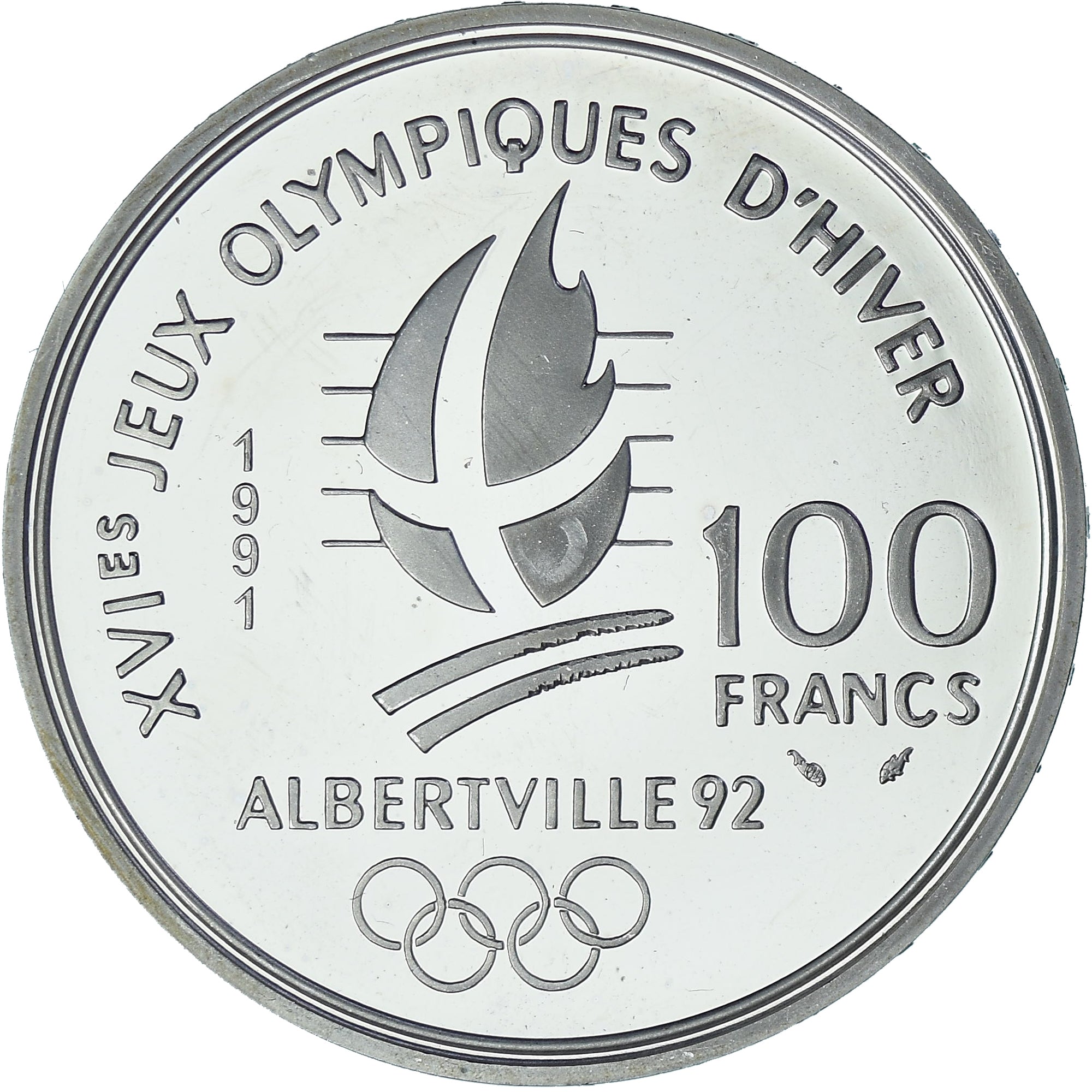Monnaie, France, albertville 92, 100 Francs, 1991, BE, FDC, Argent, Gadoury:C18