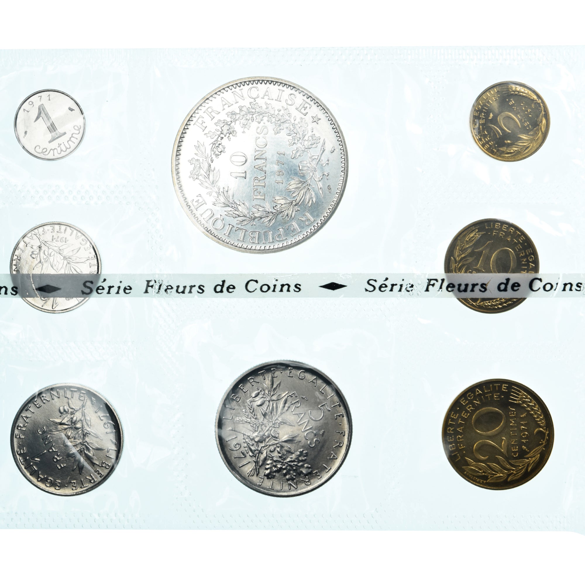 Monnaie, France, Coffret 1 c. à 10 frs., 1971, Monnaie de Paris, FDC, FDC