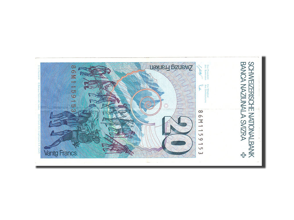 Switzerland, 20 Franken, 1987, KM:55g, Undated, EF(40-45)