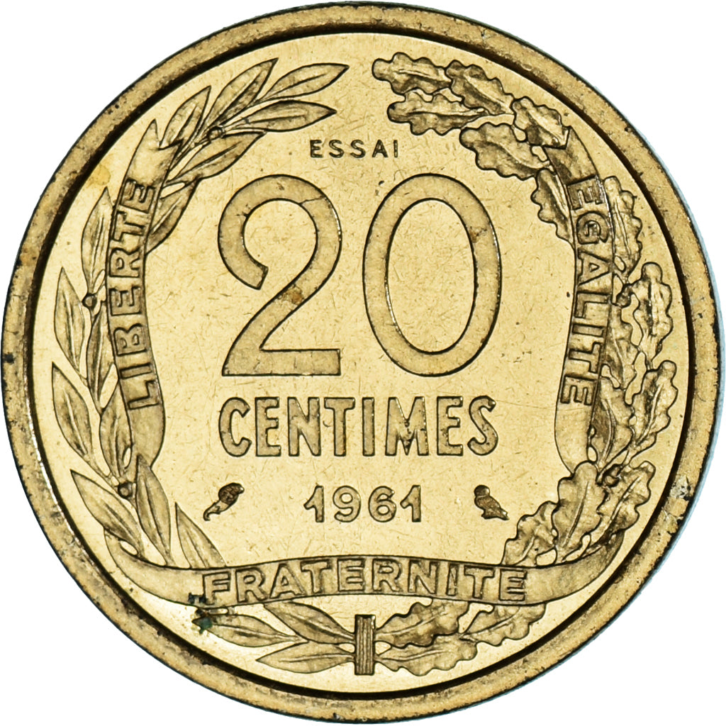 Coin, France, Essai de Robert, 20 Centimes, 1961, Paris, ESSAI, MS(63)