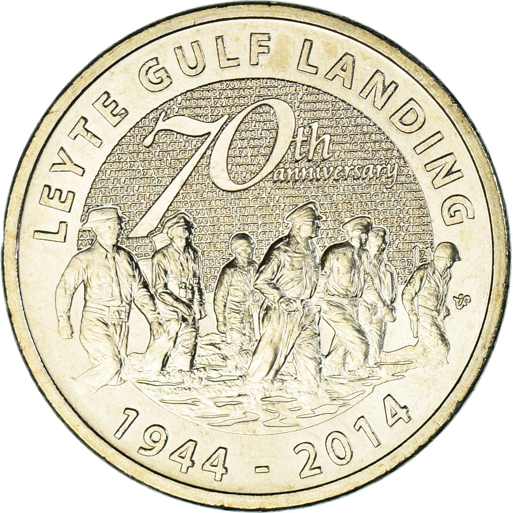 Coin, Philippines, 5 Piso, 2014, Leyte Gulf Landing, MS(63), Copper-nickel