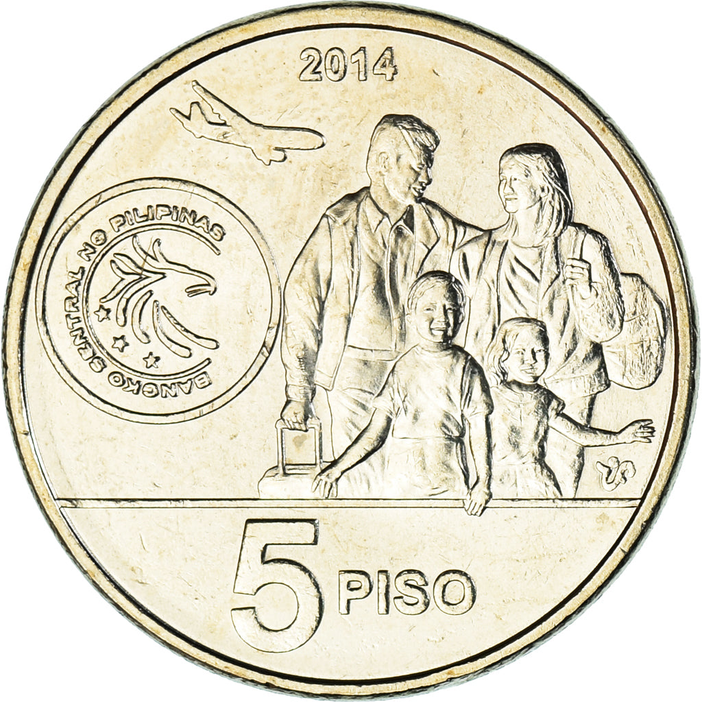 Coin, Philippines, 5 Piso, 2014, Bagong Bayani, MS(63), Copper-nickel, KM:287