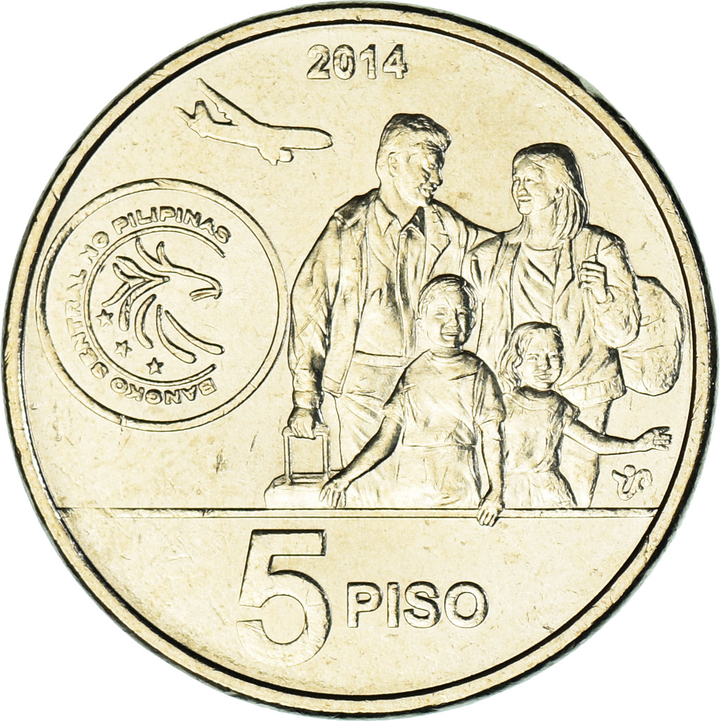 Coin, Philippines, 5 Piso, 2014, Bagong Bayani, MS(63), Copper-nickel, KM:287