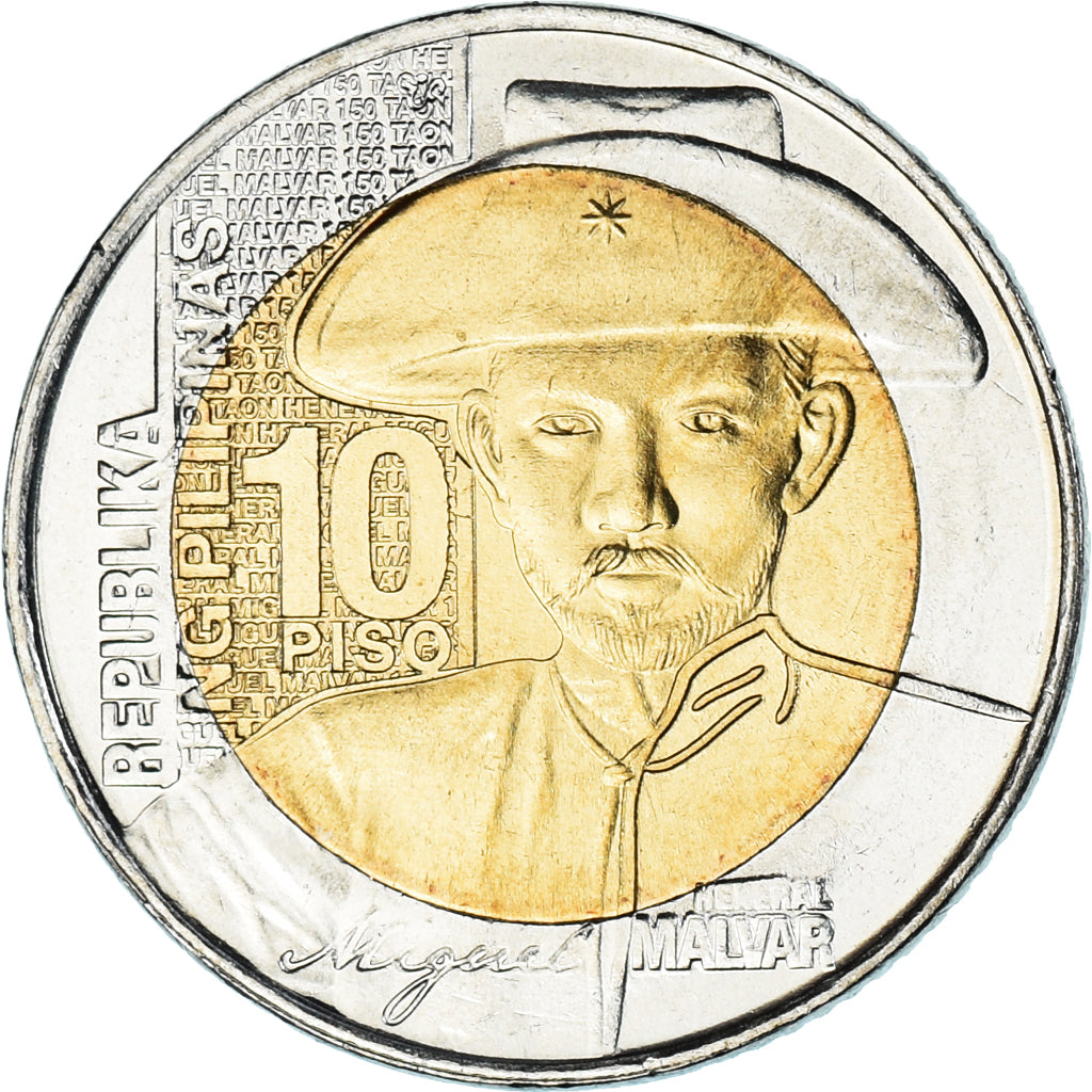 Coin, Philippines, 10 Piso, 2015, 150ème anniversaire de la naissance de Miguel