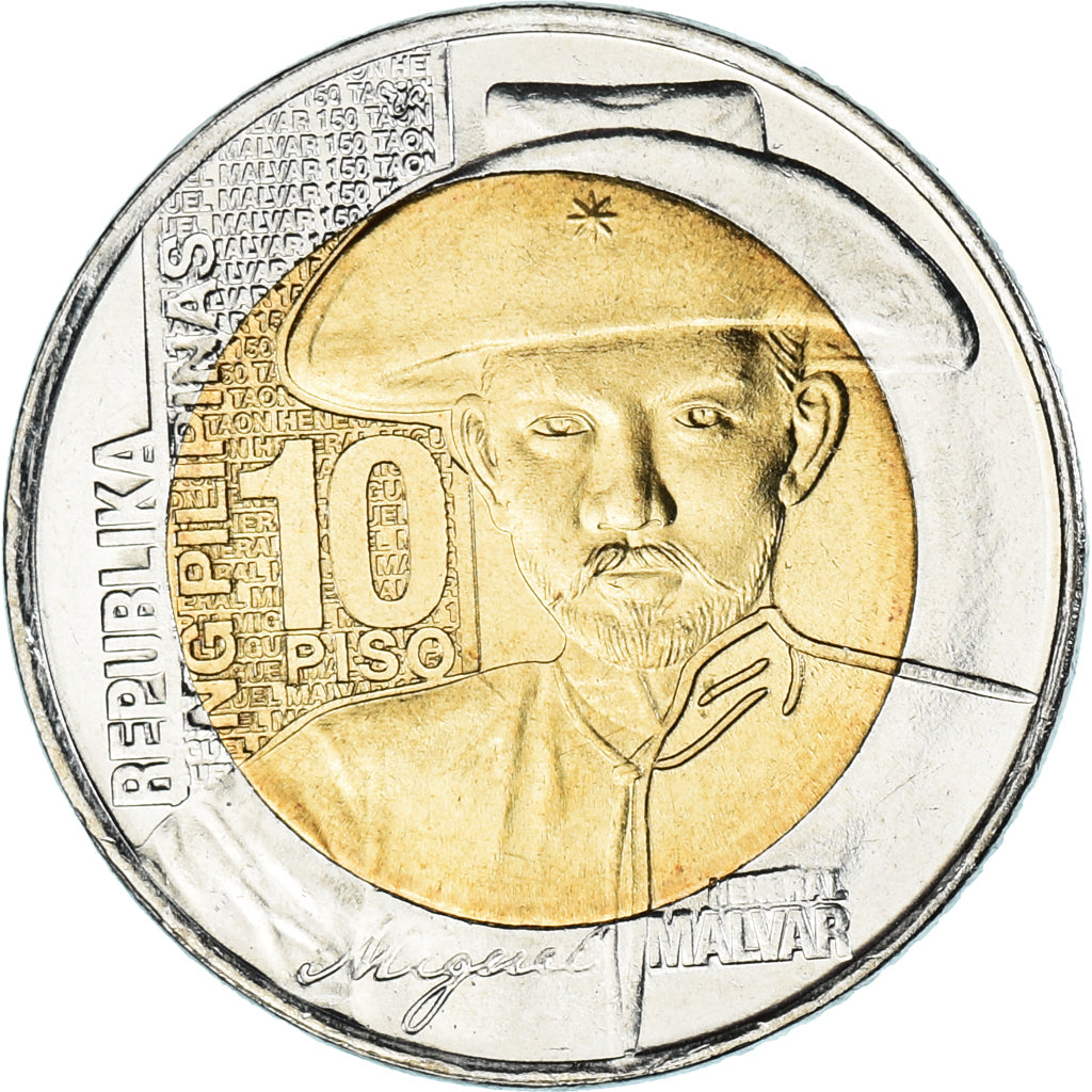 Coin, Philippines, 10 Piso, 2015, 150ème anniversaire de la naissance de Miguel