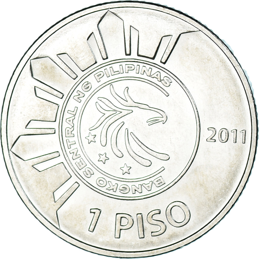 Coin, Philippines, Piso, 2011, Jose Rizal 150th Birth Anniversary, MS(63)