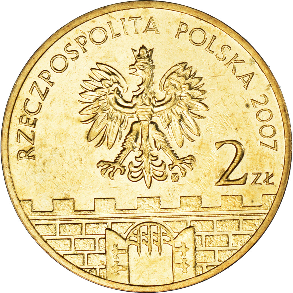 Coin, Poland, 2 Zlote, 2007, Warsaw, Plock, MS(63), Brass, KM:617