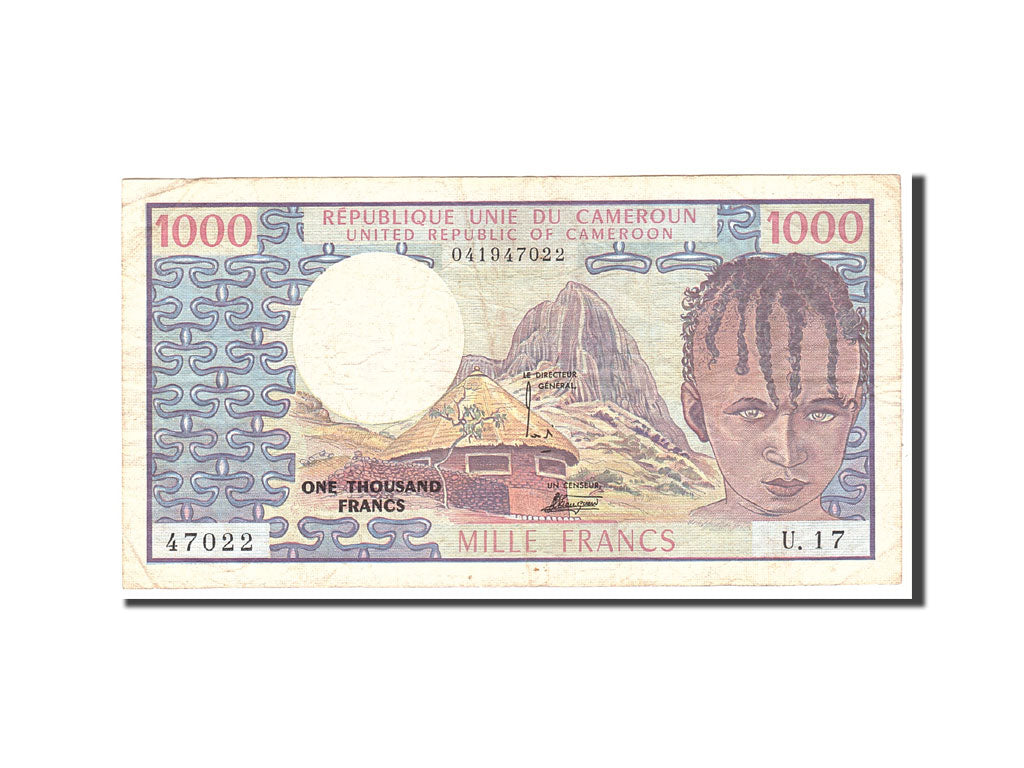 Cameroon, 1000 Francs, 1973, KM:16a, Undated, VF(20-25)