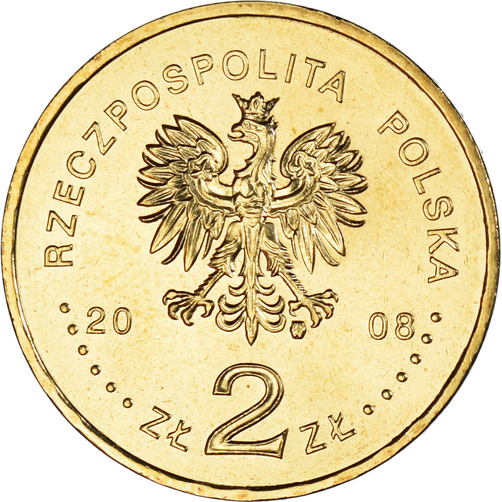 Coin, Poland, 2 Zlote, 2008, Warsaw, SLUPSK, MS(63), Brass, KM:620