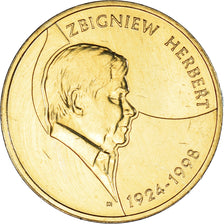 Coin, Poland, 2 Zlote, 2008, Warsaw, Zbigniew Herbert, MS(63), Brass, KM:634