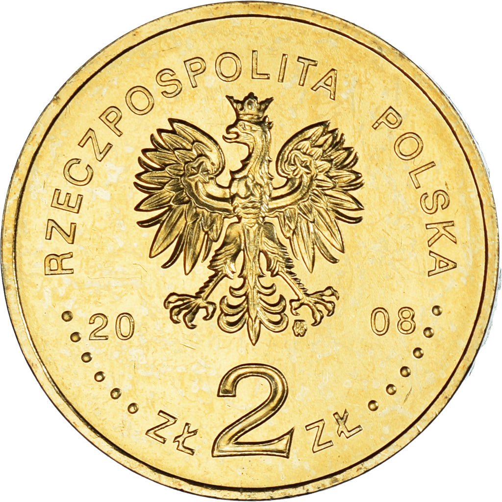 Coin, Poland, 2 Zlote, 2008, Warsaw, Zbigniew Herbert, MS(63), Brass, KM:634