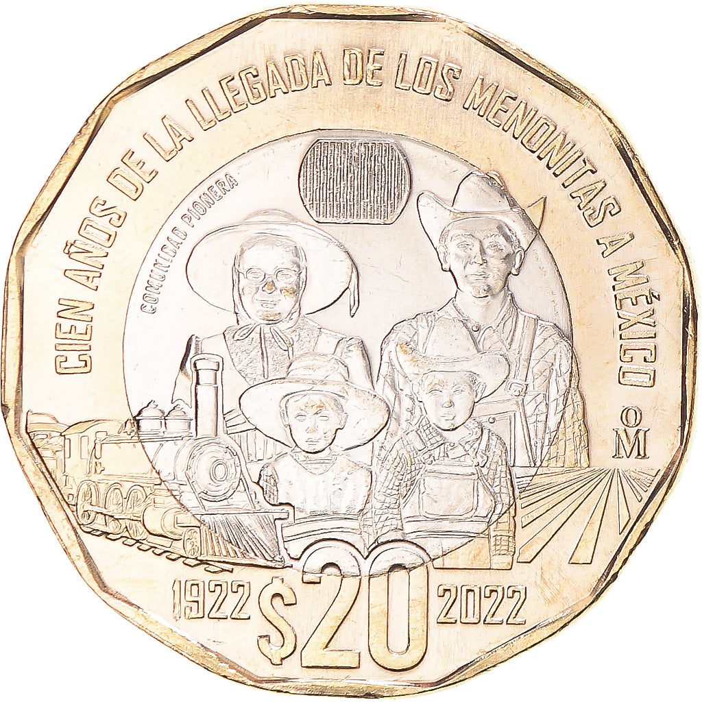 Monnaie, Mexique, 20 Pesos, 2022, 100th Anniversary of the Arrival of the
